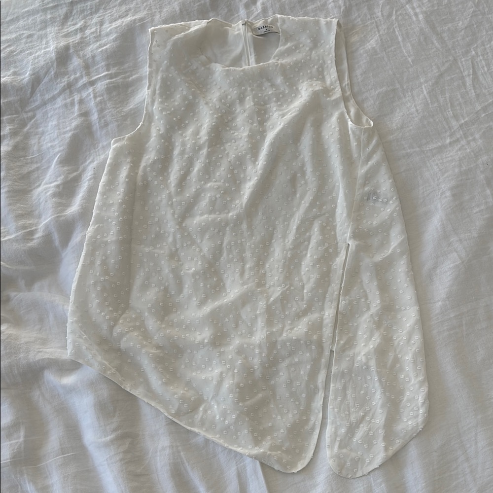 Babaton White Sleeveless Front Tie Top